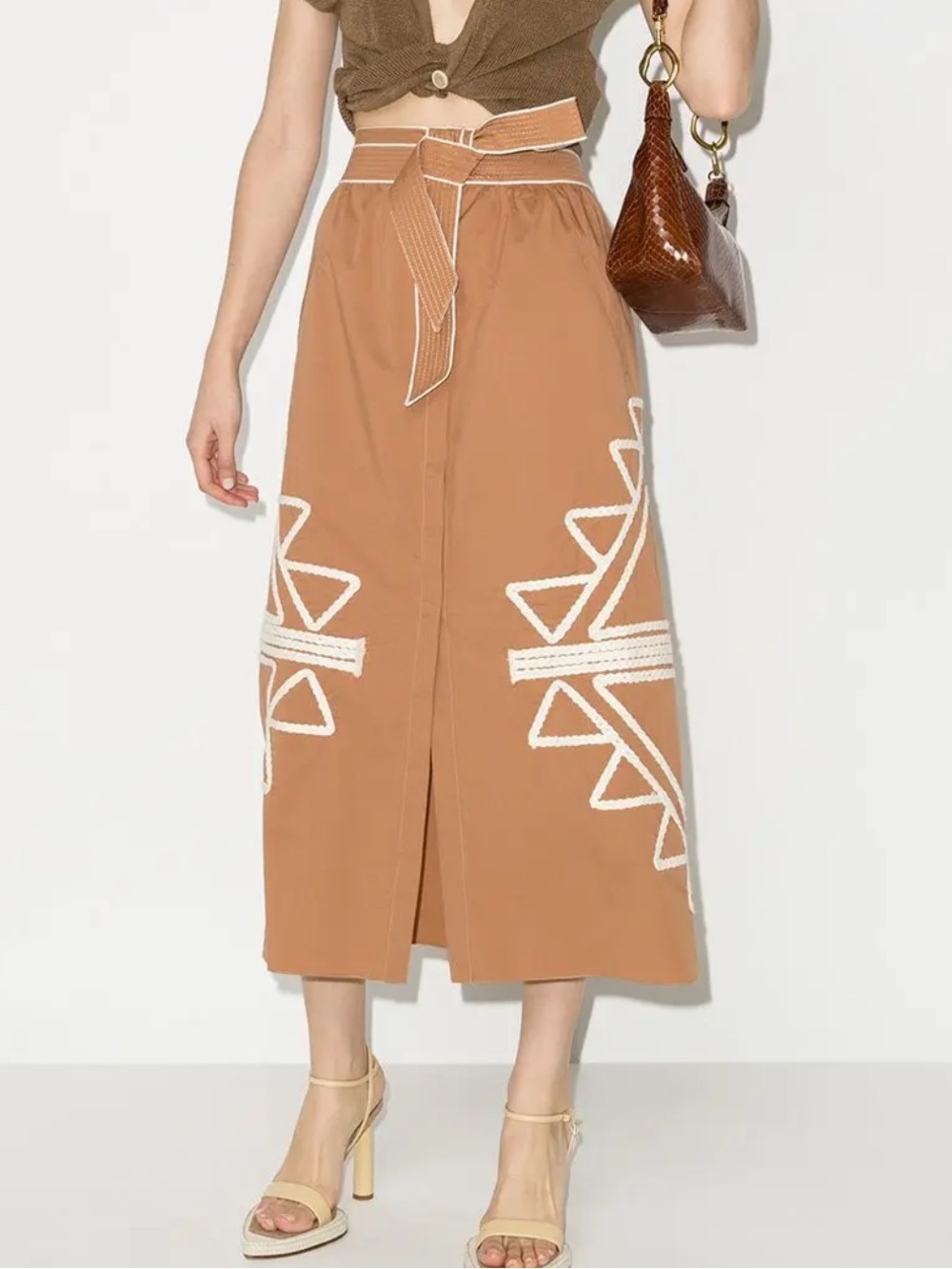 NWT JOHANNA ORTIZ Foreign Expedition Embroidered-Motif Midi Skirt Size 4